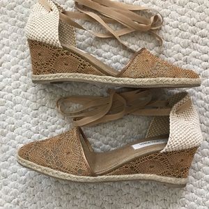 Calvin Klein Ankle Tie-Up Espadrille/Wedge Sandals